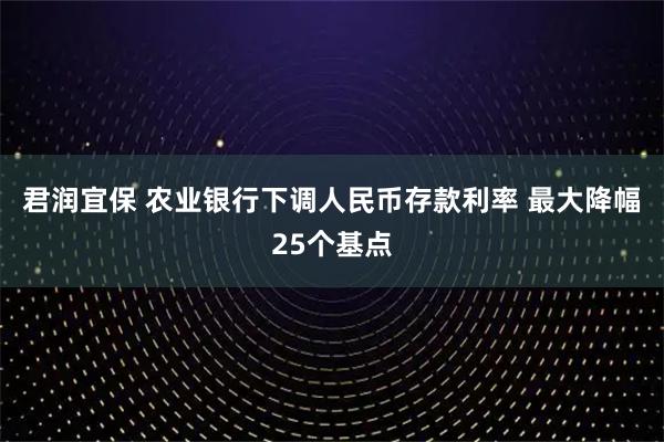 君润宜保 农业银行下调人民币存款利率 最大降幅25个基点
