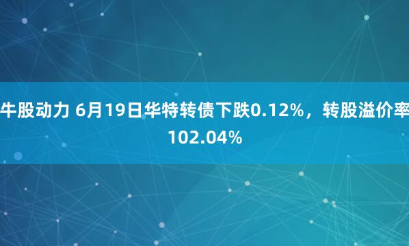 牛股动力 6月19日华特转债下跌0.12%，转股溢价率102.04%